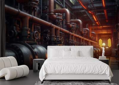 Foundry heavy industry with pipes and valves Wall mural