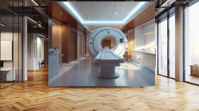 Modern mri scanner machine in hospital laboratory room empty with nobody Wall mural