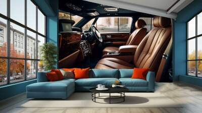 Modern interior of premium car with leather seats. generated ai Wall mural