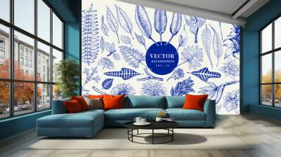 Vector botany collection. Retro hand drawn illustration set. Wall mural