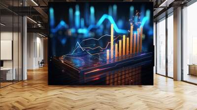 Dynamic Insights: Hologram Business Metrics and Stats Illuminate Success Wall mural