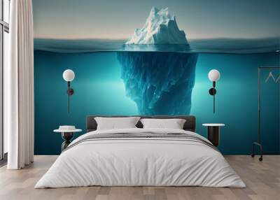 iceberg concept, underwater risk, dark hidden threat or danger concept. Central composition, background,  illustration digital generative ai design art style Wall mural