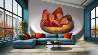 a small strawberry tart with cream Wall mural