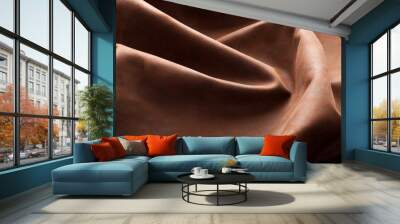 Close-up photo of brown leather ripples Wall mural