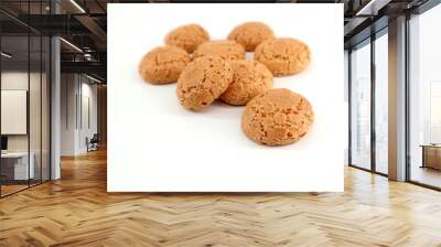 Amaretti, almond based traditional italian biscuits, on white background Wall mural