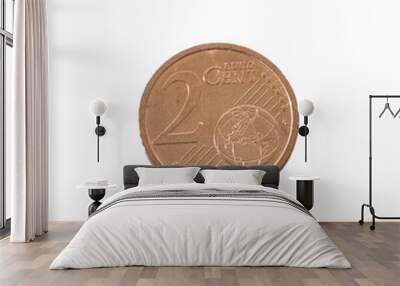 two Cent Euro Coin copper Close-Up detailed country Wall mural