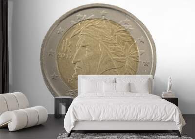 two euro coin detailed shining showing details colseup Wall mural