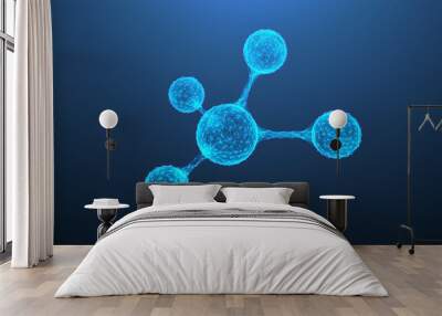 abstract futuristic molecular structure, wireframe style (3d render) Wall mural