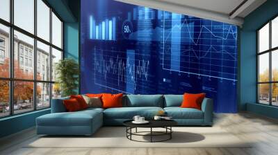 financial graphs background Wall mural