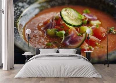 Authentic Spanish Gazpacho Close-Up for Food Photography Wall mural