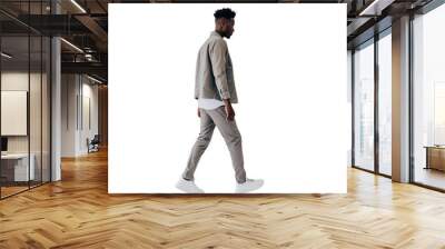 casual modern man walking, back view on a transparent background Wall mural