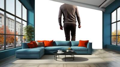 casual modern man walking, back view on a transparent background Wall mural