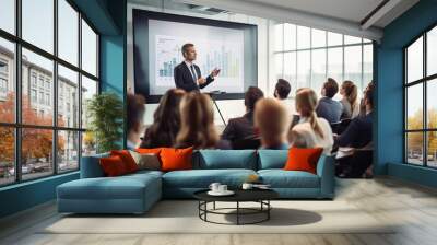 Confident businessman delivering a presentation Wall mural