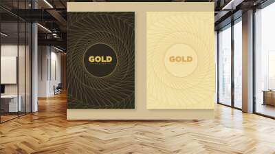 Gold poster. Complex lines. Black and yellow poster with lines. Wall mural