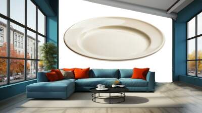 modern white plate, top view, isolated on transparent background Wall mural