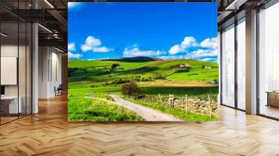 Farm On English Countryside, Forest Of Bowland, Lancashire, England UK Wall mural