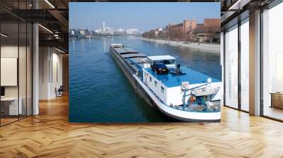 river transportation on the rhine, basel Wall mural