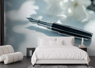 Elegant fountain pen close-upPlace for adding text and design. Business idea concept Wall mural