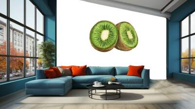 two kiwi isolated green watercolor Wall mural