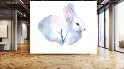 White rabbit. Insulated. The day of Holy Easter. watercolor illu Wall mural