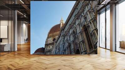 Piazza del Duomo in Florence, Italy. Cathedral of Santa Maria del Fiore and a blue sky. Florence architecture. Wall mural