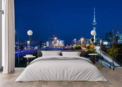 Auckland city skyline at night Wall mural