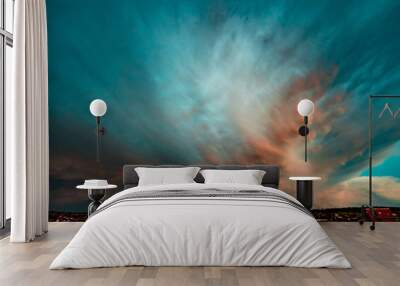 Dramatic sky during a thunderstorm Wall mural