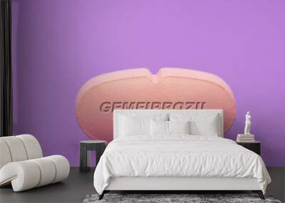 Gemfibrozil Pharmaceutical medicine pills  tablet  Copy space. Medical concepts. Wall mural