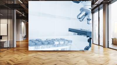 laboratory, microscope for chemistry biology test samples, examining liquid and medical equipment Wall mural