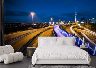 Night view of Auckland, New Zealand Wall mural