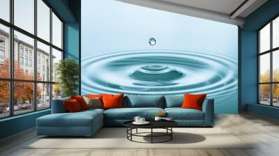 Splash of water droplets on a smooth water surface Wall mural