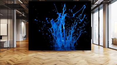 Аbstract sculptures of colorful splashes of paint. Dancing liquid on a black background. Ink water splash. Color explosion. Wall mural