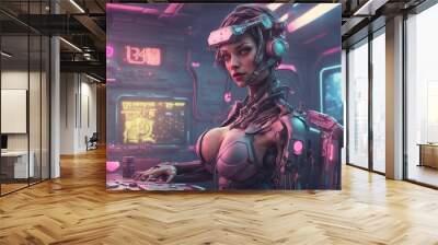 Conceptual Illustration Female Bionic Robot Horror Sci-Fi Wall mural