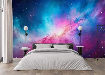 a colorful galaxy with a blue and pink background  Wall mural