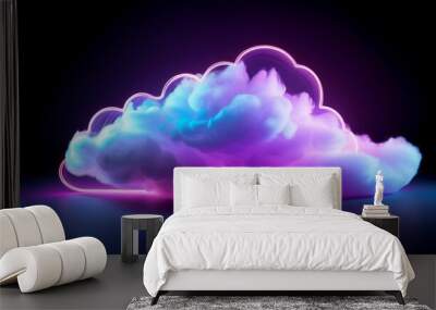 abstract cloud illuminated with neon light with isolate background Wall mural