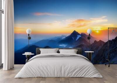 blue mountain with beautiful sunset sky Wall mural