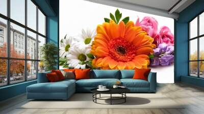 bouquet of beautiful flowers isolated Wall mural