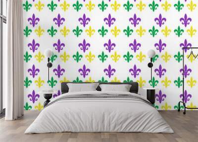 Mardi Gras Carnival seamless pattern with fleur-de-lis. Mardi Gras endless background, texture, wallpaper. Vector illustration Wall mural