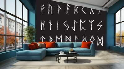 rune set of letters, runes alphabet. runic alphabet. writing ancient. futhark. vector illustration Wall mural