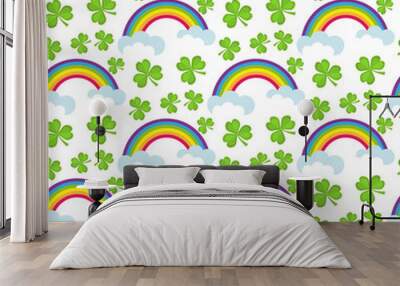 St. Patricks Day seamless pattern. Endless background texture. Vector illustration Wall mural