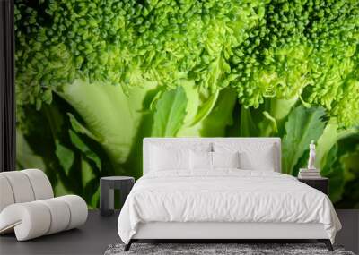 Close up detail of fresh raw green broccoli Wall mural