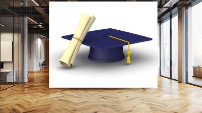 Graduation cap and diploma Wall mural