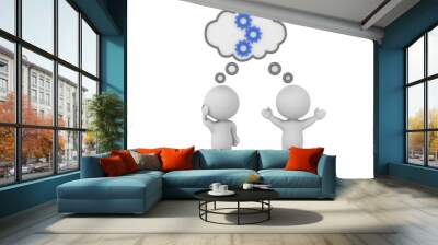 Two 3D Characters brainstorming together Wall mural