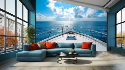 front ocean view from bow yacht. luxury romantic travel. Wall mural