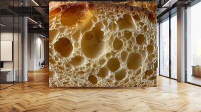 Magnified image of the porous texture of a slice of bread Wall mural