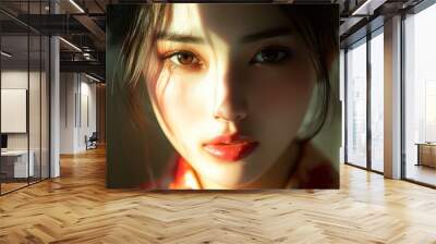 portrait of beauty asian woman, bathed by soft light Wall mural