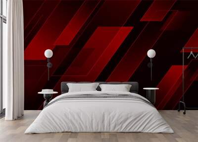 Abstract red and black background with diagonal geometric shapes. Geometric background of modern business, fashion and clothing designer. red rectangles and diagonal lines Wall mural