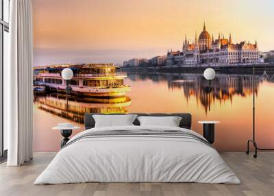 Budapest parliament at sunrise, Hungary Wall mural