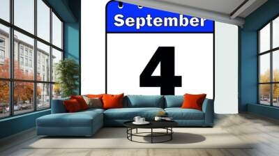 September day 4 blue - Calendar Icon - Vector Illustration. Wall mural