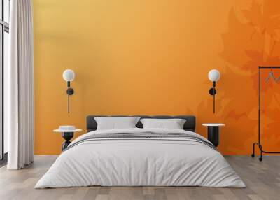 Abstract orange autumn season gradient background with leaves.  Wall mural